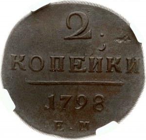Rusko 2 kopějky 1798 EM NGC AU DETAILY
