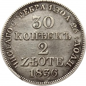 Russo-polacco 30 copechi - 2 zloty 1836 MW