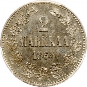 Russia per Finlandia 2 Markkaa 1865 S PCGS MS 63