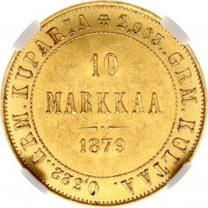 Rusko pre Fínsko 10 Markkaa 1879 S NGC MS 63