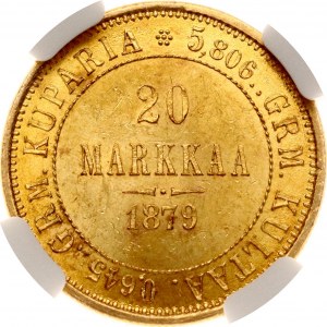 Russia For Finland 20 Markkaa 1879 S NGC MS 64