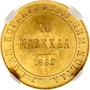 Russia For Finland 10 Markkaa 1882 S NGC MS 64