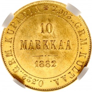 Rusko pre Fínsko 10 Markkaa 1882 S NGC MS 63