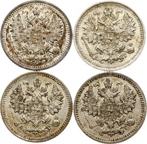 Russia 5 Kopecks 1887-1890 СПБ-АГ Lot of 4 coins