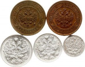 Russia 2 - 20 copechi 1888 - 1916 Lotto di 5 monete