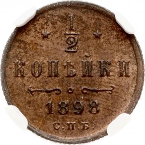 Rusko 1/2 kopějky 1898 СПБ NGC MS 63 RB