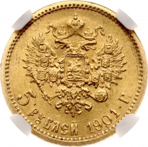 Russia 5 Roubles 1901 ФЗ NGC MS 64