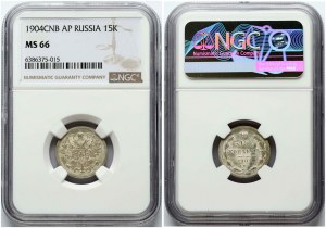 Russia 15 Kopecks 1904 СПБ-АР NGC MS 66 TOP POP