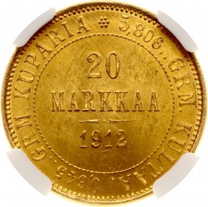 Russland Für Finnland 20 Markkaa 1912 S NGC MS 64