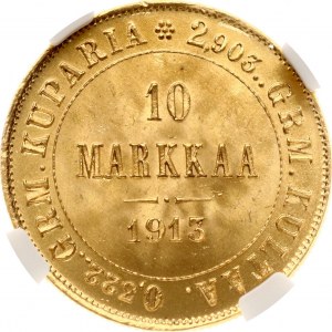 Rusko pre Fínsko 10 Markkaa 1913 S NGC MS 65
