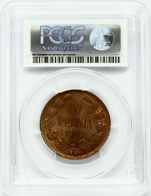Russia for Finland 10 Pennia 1917 PCGS MS 65 BN ONLY ONE COIN IN HIGHER GRADE