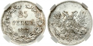 Russia for Finland 25 Pennia 1917 S NGC MS 65