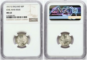 Russia For Finland 50 Pennia 1917 S NGC MS 63