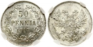 Rusko pro Finsko 50 Pennia 1917 S NGC MS 63
