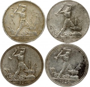 Russie 50 Kopecks 1924-1926 Lot de 4 pièces