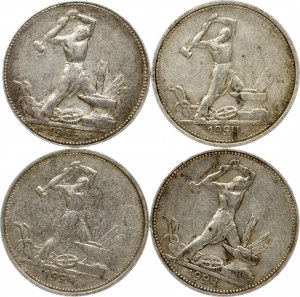 Russie 50 Kopecks 1924 & 1925 Lot de 4 pièces