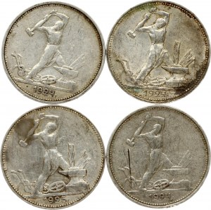 50 Kopecks 1924 & 1925 Lot de 4 pièces
