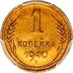 Rusko ZSSR 1 kopejka 1940 PCGS MS 65