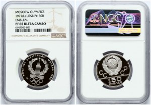 Russia USSR 150 Roubles 1977 (L) Olympics Logo NGC PF 68 ULTRA CAMEO