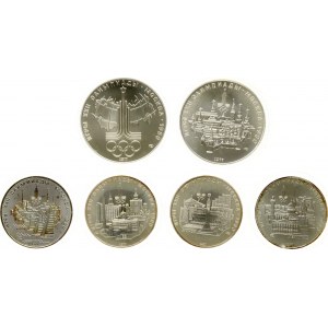 Russia 5 & 10 Roubles 1977 1980 Olympics SET Lot of 6 Coins