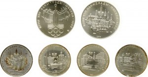 Russland 5 & 10 Rubel 1977 1980 Olympische Spiele SET Los von 6 Münzen