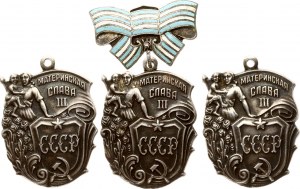 Russia URSS Ordine della Gloria Materna III grado Lotto di 3 pezzi.