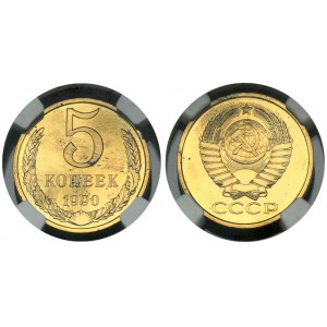 Russia USSR 5 Kopecks 1990 NGC MS 65