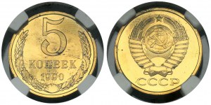 Russie USSR 5 Kopecks 1990 NGC MS 65