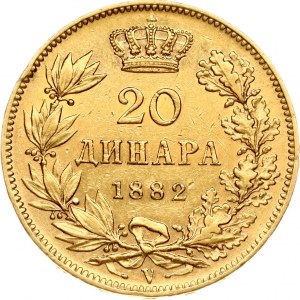 Srbsko 20 Dinara 1882 V