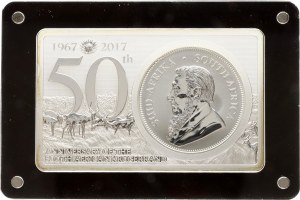 South Africa 3 oz Pure Silver Coin and Bar Set - 50th Anniversary of the Krugerrand (2017)