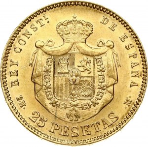 Španielsko 25 pesiet 1879 EM-M