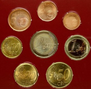 Hiszpania 1 Euro Cent - 2 Euro (1999-2003) ZESTAW 150 lat urodzin Antonio Gaudiego Lot 8 monet