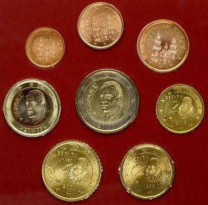 Spain 1 Euro Cent - 2 Euro (1999-2003) SET 150 years of Antonio Gaudi's birth Lot of 8 Coins