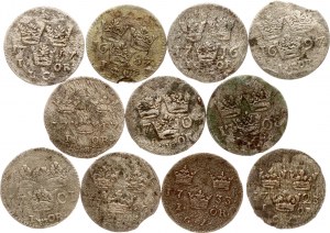 Sweden 1 Ore 1687 - 1747 Lot of 11 coins