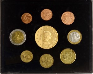 Švédsko 1 ruda - 5 korun 1971 sada & Dánsko 1 cent - 5 euro 2002 Fantasy měna sada 18 mincí