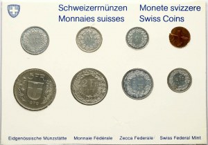 Schweiz 1 Rappen - 5 Francs 1979 Satz von 8 Münzen