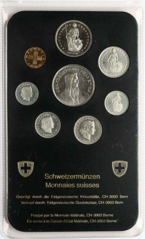Schweiz 1 Rappen - 5 Francs 1980 Satz von 8 Münzen