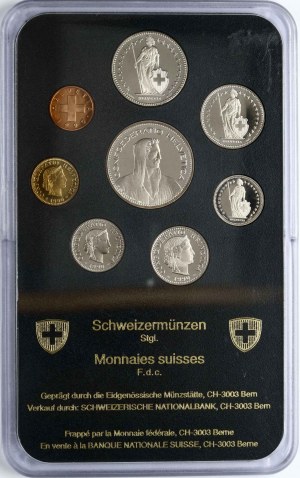 Svizzera 1 Rappen - 5 Franchi 1990 Set di 8 monete