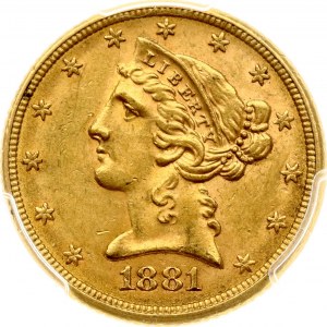 USA 5 Dollars 1881 PCGS MS 62