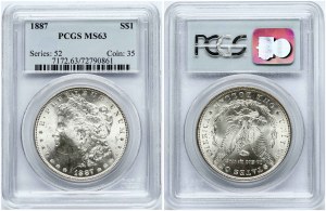 USA Morgan Dollar 1887 PCGS MS 63