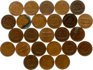 USA 1 cent 1890-1960 Sada 25 mincí