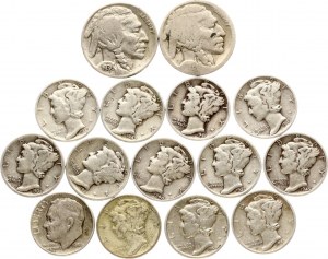 USA 5 Cents & Dime 1936-1946 Lot of 15 coins