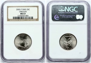 USA ¼ Dollar 2005 P Oregon NGC MS 67