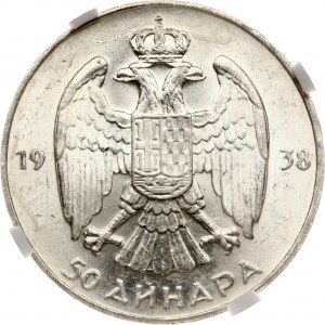 Jugosławia 50 Dinara 1938 NGC MS 60