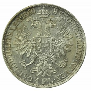 Austria, Franciszek Józef I, 1 Floren 1860 E, Karlsburg. Rzadsze (691)