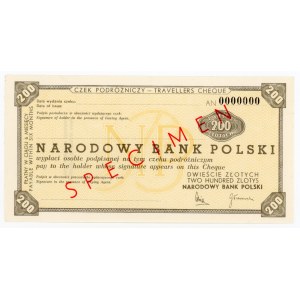 Czek podróżniczy NBP na 200 zł - SPECIMEN ser. AN 0000000 (53)