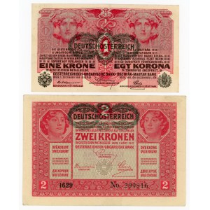 Austria, zestaw 1 korona 1916 i 2 korony 1917. Razem 2 szt. (415)