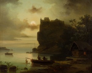 Colestin Brugner (1824-1887) - Zamek nad rzeką podczas pełni księżyca