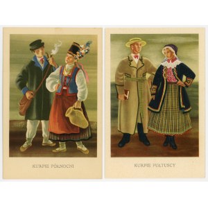 Polish Folk Costumes - set of 2 postcards (d105)