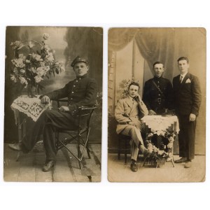 Strażak i drogowiec z ciekawm orłem - dwie fotografie (1857)